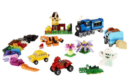 LEGO multicolor bricks highlight vibrant construction options and motor skill practice.