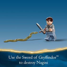 LEGO Nagini figure to extend the battle scene narrative.