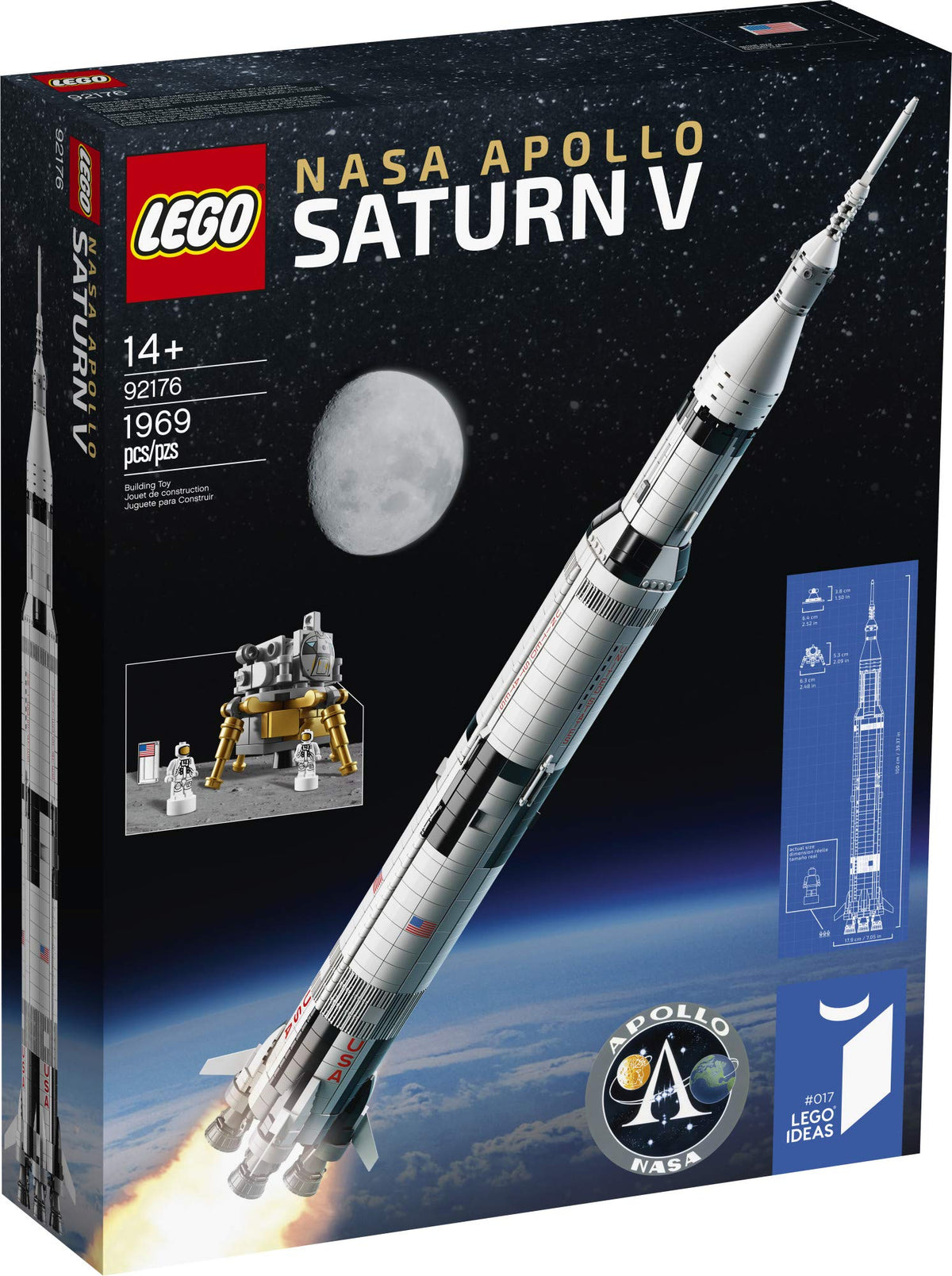 LEGO NASA Apollo Saturn V third stage with launch escape detail for display