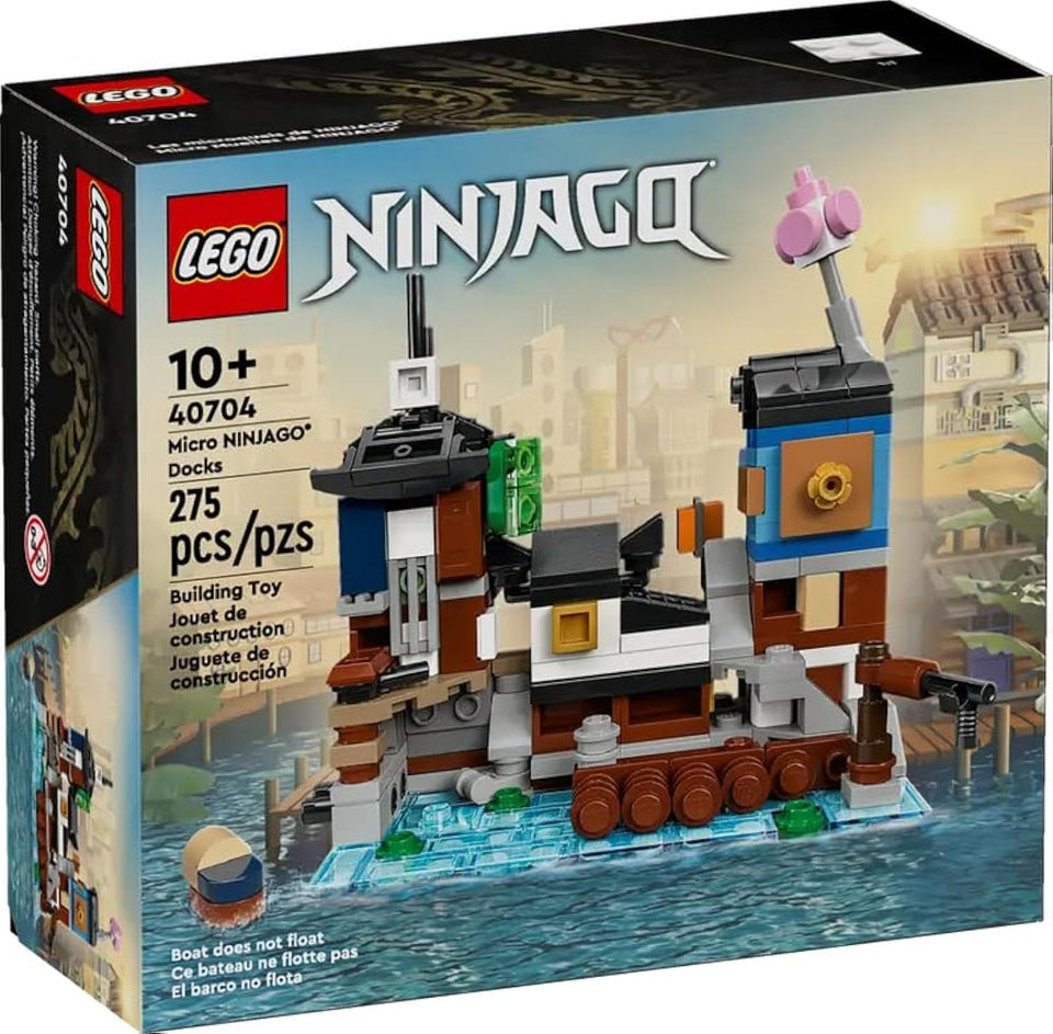 LEGO NINJAGO 40704 micro docks market scene supports creative storytelling and small-space play.