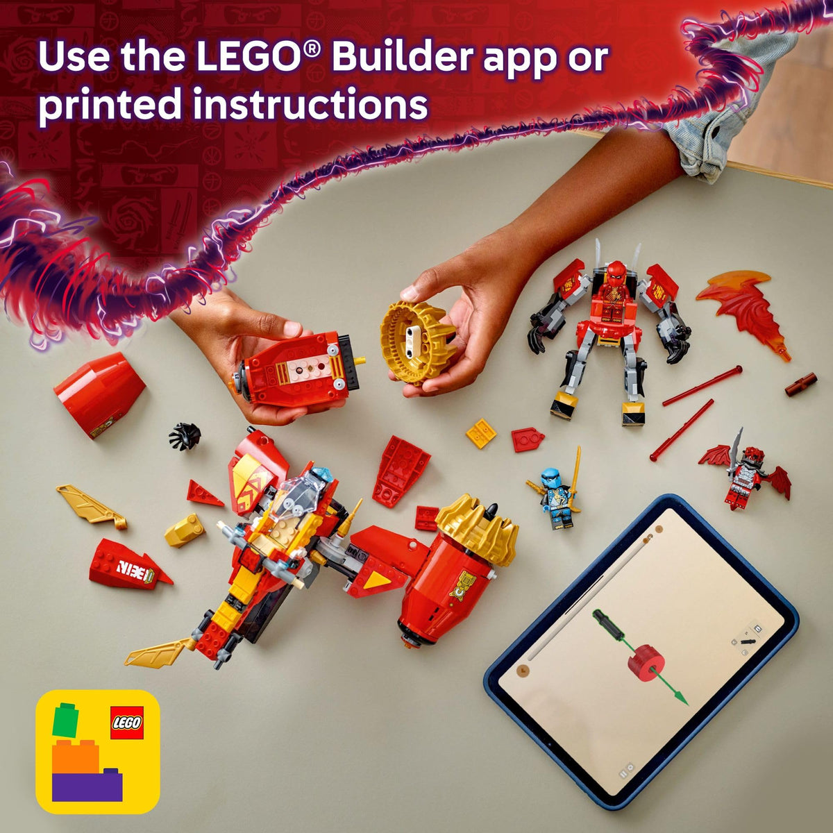 LEGO Builder app guides instruction with clear, kid-friendly steps
