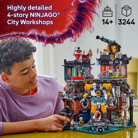 LEGO NINJAGO City Workshops interior rooms — detailed spaces for dynamic scenes and exploration