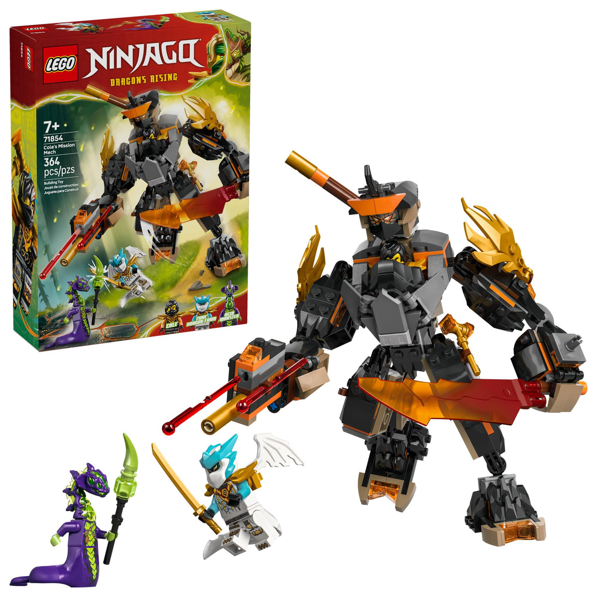 LEGO NINJAGO Cole's Mission Mech front view for immersive pretend play.