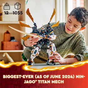 LEGO NINJAGO Titan Dragon Mech wings extended for dramatic flight scenes.