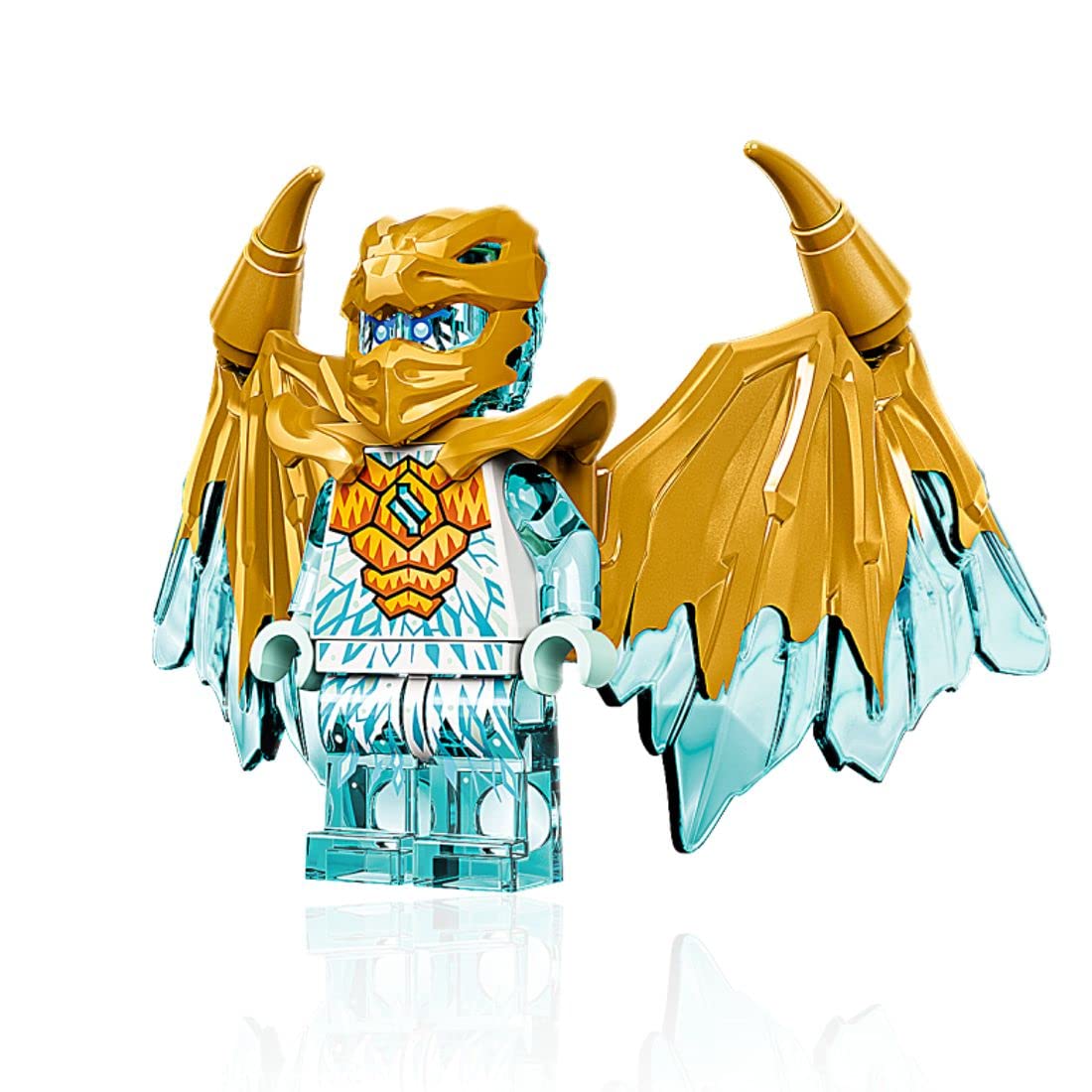 LEGO NINJAGO Zane with crystalized details and sword, perfect for display or play.