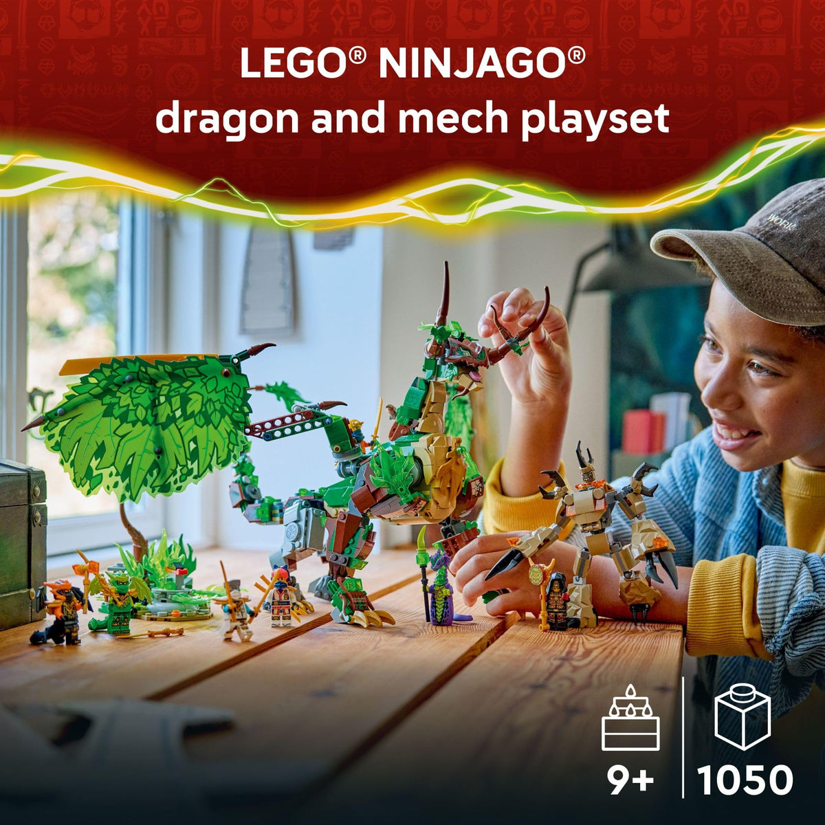 LEGO NINJAGO Dragon of Life mini mech cockpit supports pretend battles.