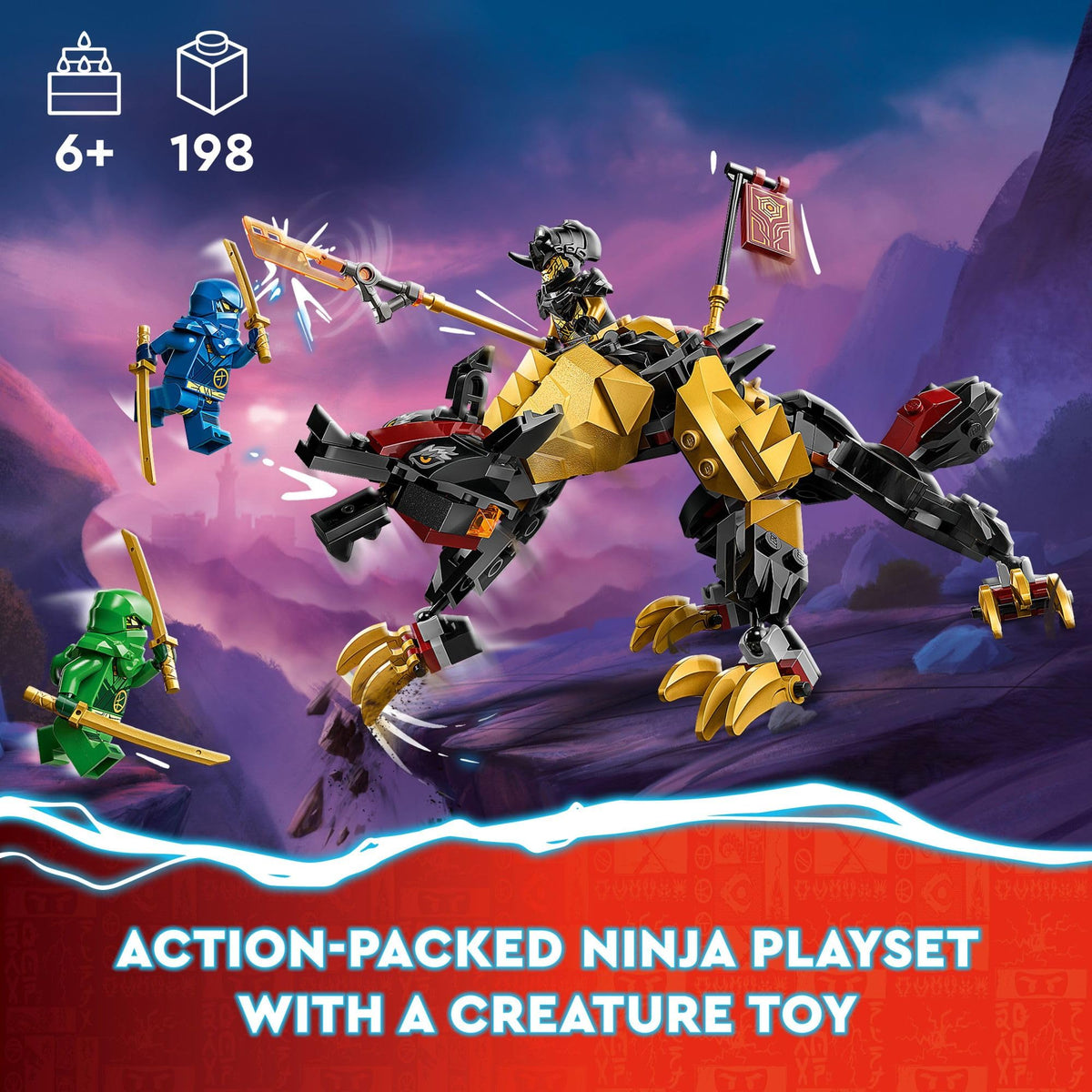 LEGO NINJAGO Imperium Dragon Hunter Hound 71790 — minifigs Lloyd and Jay for dynamic play