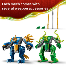 LEGO NINJAGO Jay's dragon mech height measures around 4 inches for display.