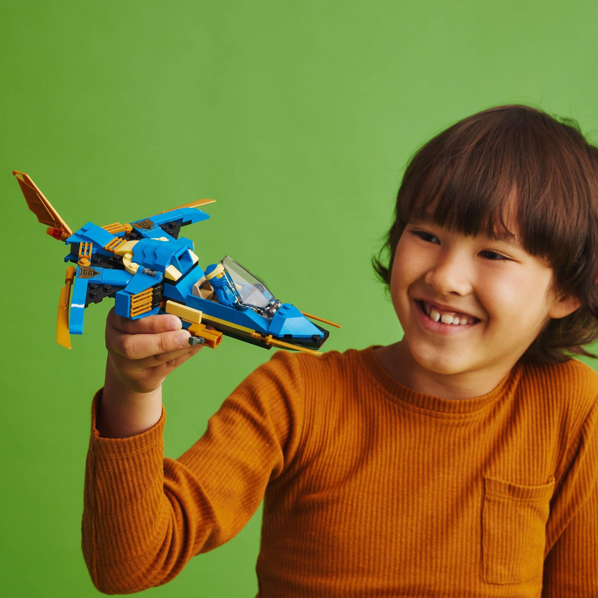 LEGO NINJAGO Jay's Lightning Jet EVO upgraded wings with stud shooters for action scenes
