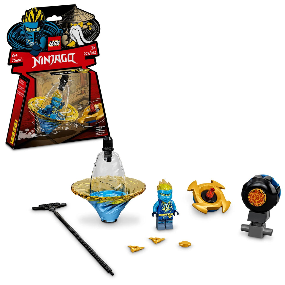 LEGO NINJAGO Jay’s Spinjitzu Training Dome shows spinning action for imaginative ninja battles.