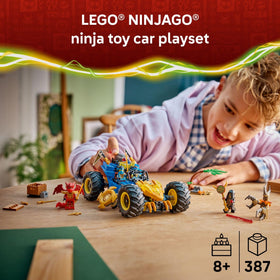 LEGO NINJAGO Jay's Transforming Car in dragon mode with golden head and claws
