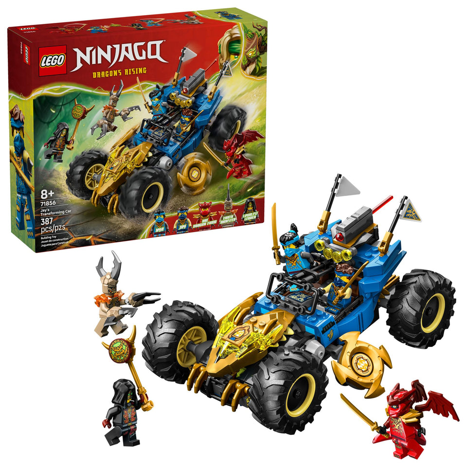 LEGO NINJAGO Jay's Transforming Car front view for imaginative play