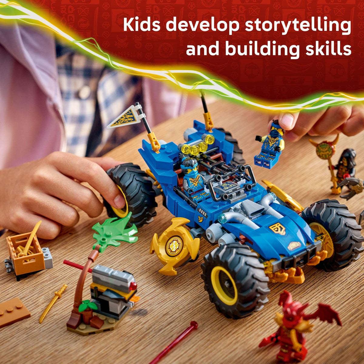 LEGO NINJAGO Jay's Transforming Car spring-loaded shooter for action scenes