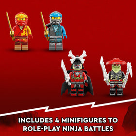 LEGO NINJAGO Kai and Nya minifigures with swords for duels.