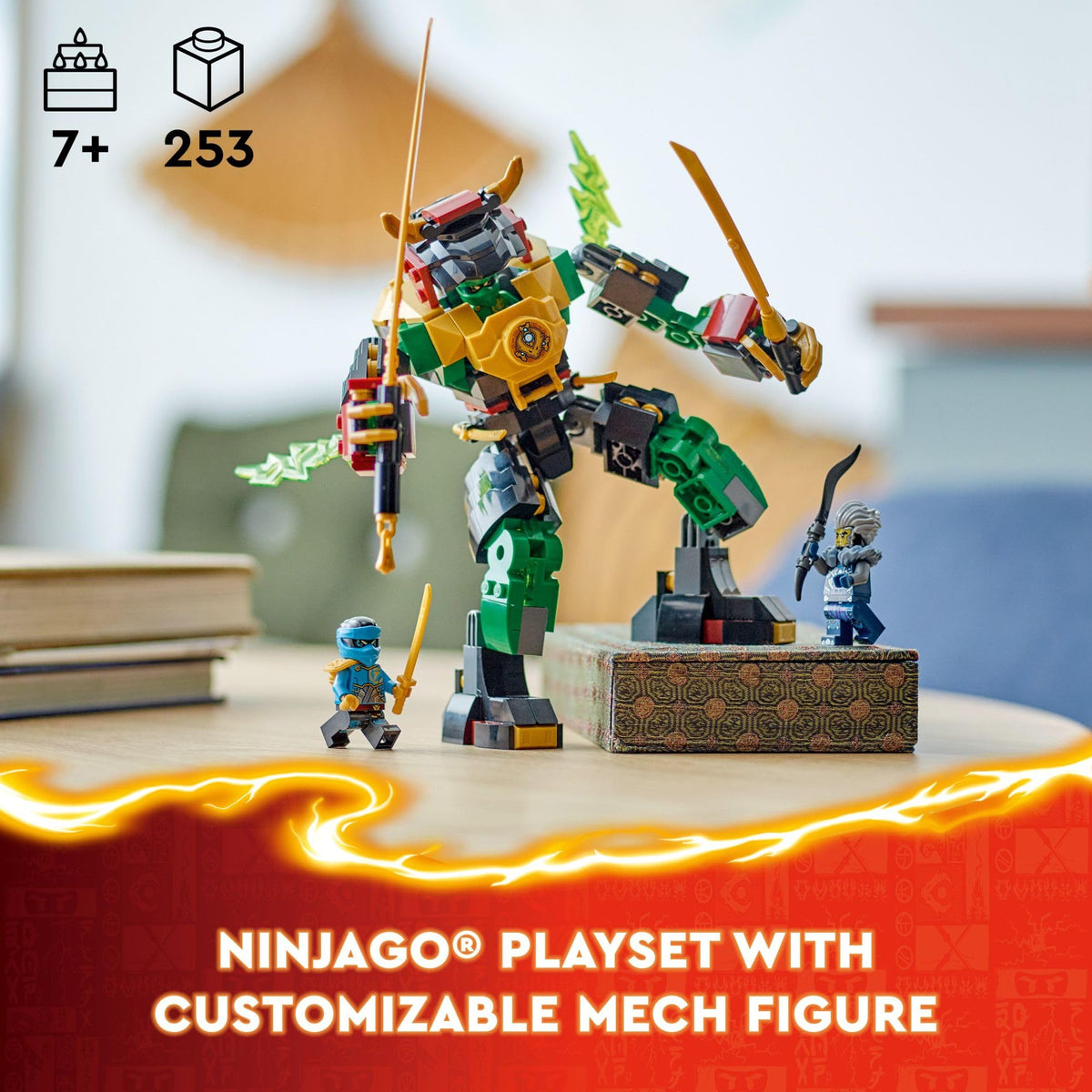 LEGO NINJAGO Lloyd’s Mech cockpit view for minifigure adventures.