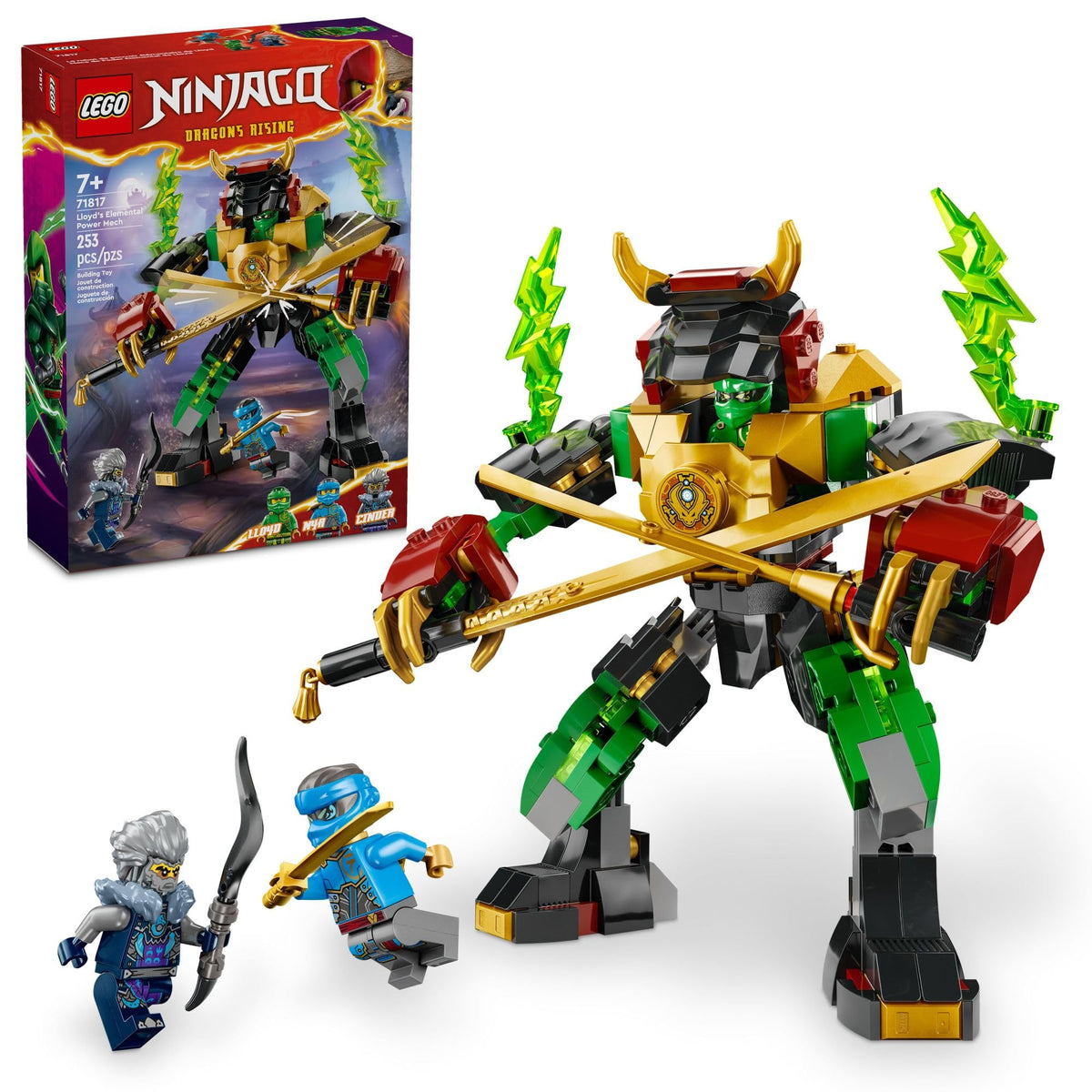 LEGO NINJAGO Lloyd’s Elemental Power Mech in a dynamic action pose.