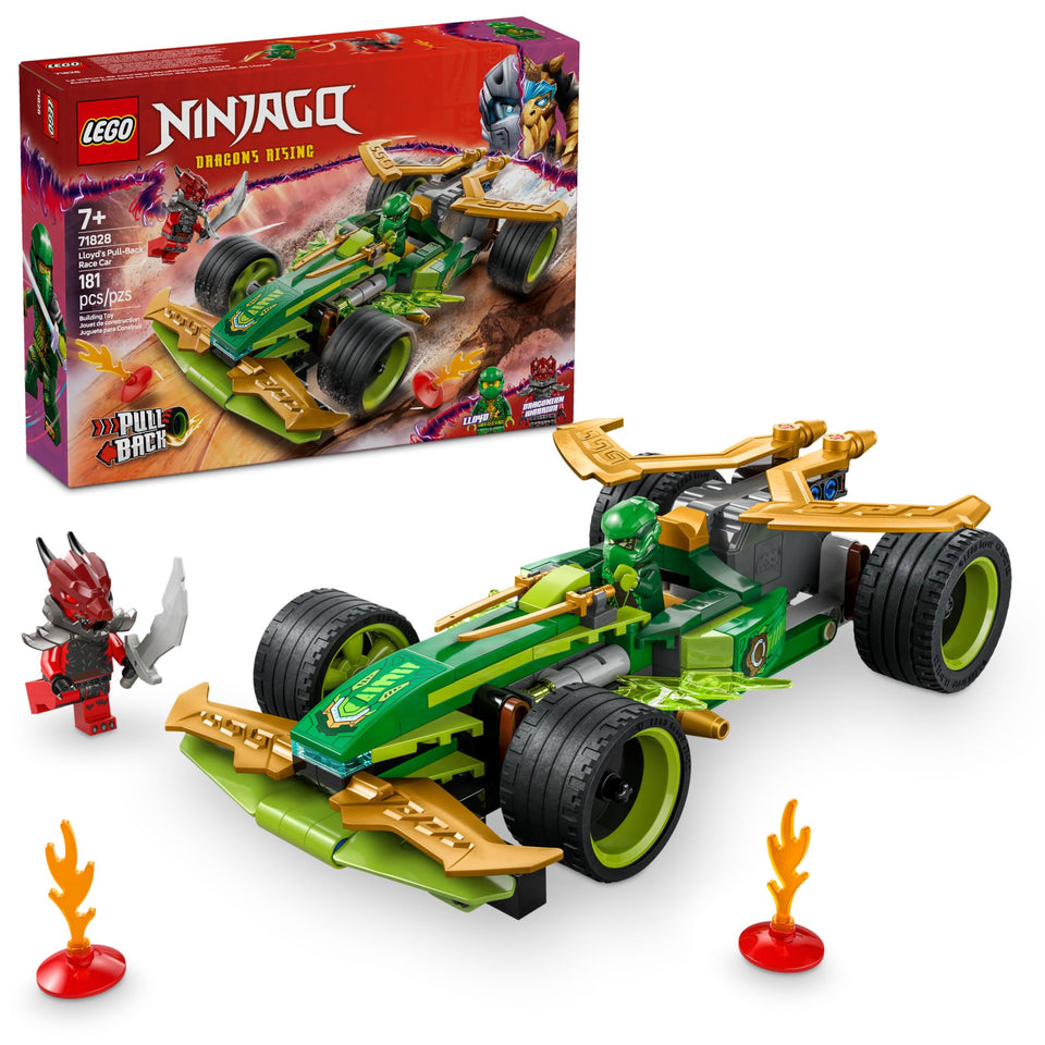 LEGO NINJAGO Lloyd's pull-back race car for fast pretend play