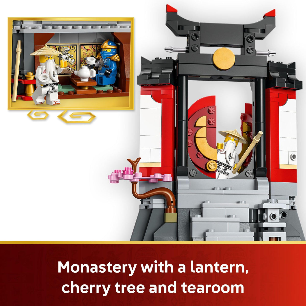 LEGO NINJAGO Master of Lightning on a stand for display variety.