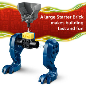 LEGO NINJAGO Mutation Monster battle mech open cockpit promotes quick figure placement.