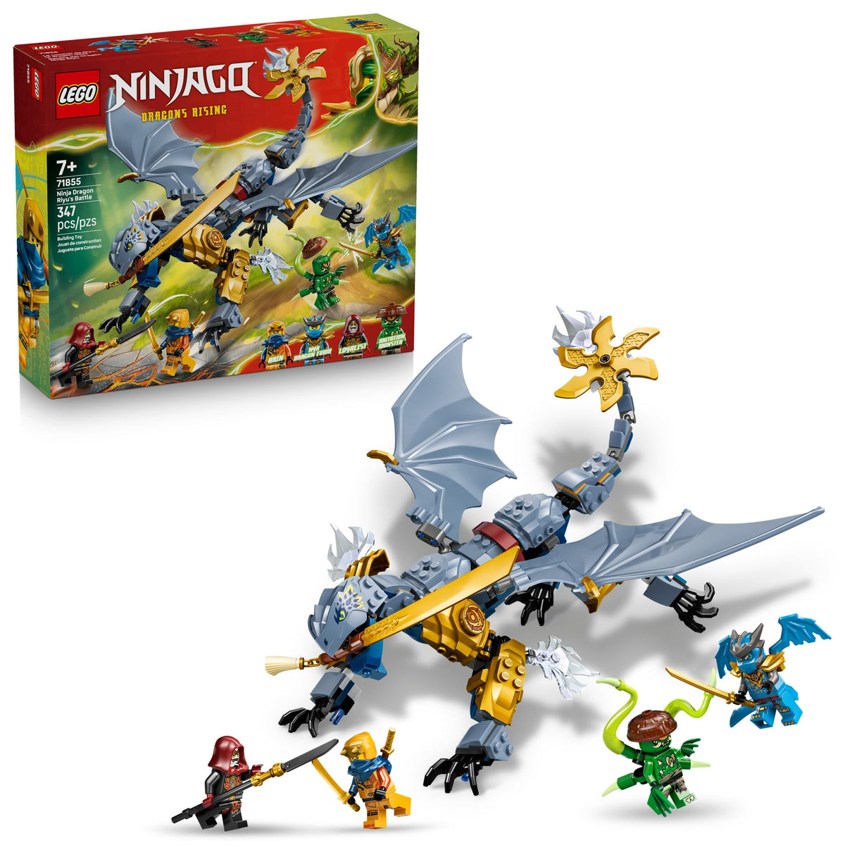 LEGO NINJAGO Riyu's Battle dragon in flight inspires action-packed pretend play.