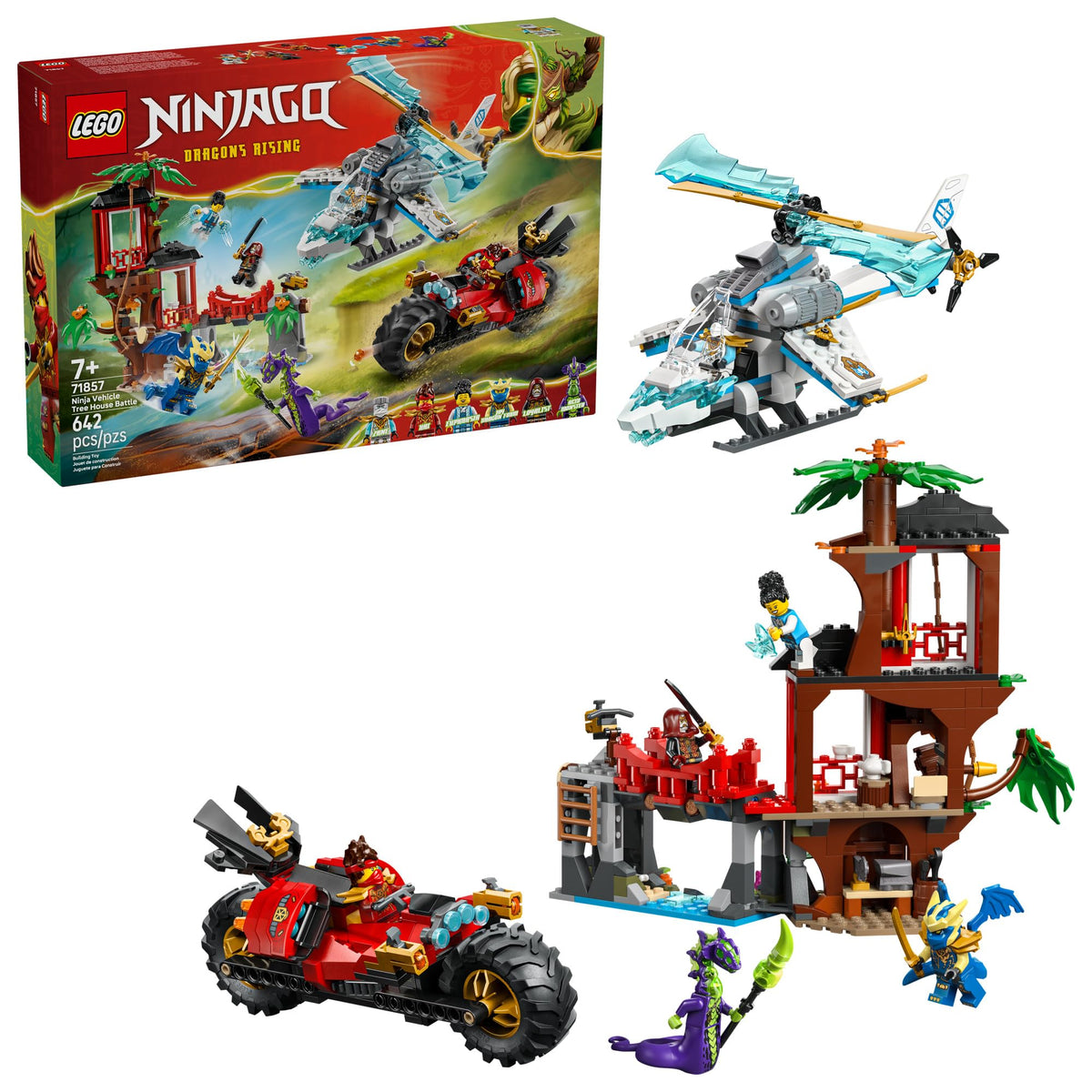 LEGO NINJAGO tree house exterior, a multi-level battleground for ninja adventures.