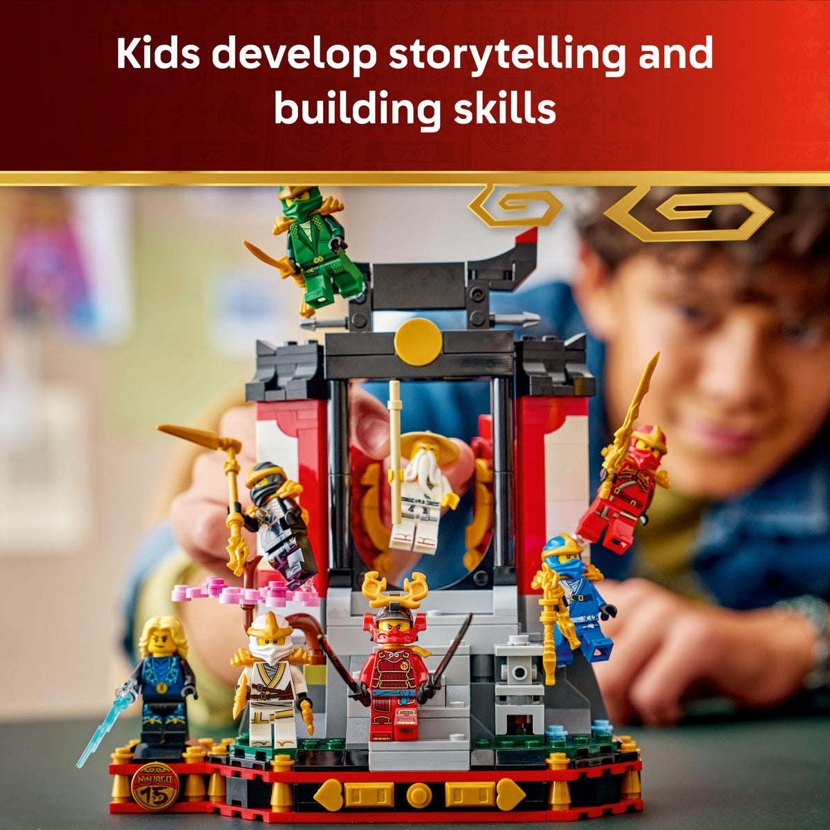 LEGO NINJAGO opening gate and stone lantern add interactive drama.