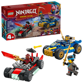 LEGO NINJAGO Rogue race car duel for early-speed storytelling.