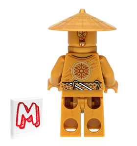 Close-up of LEGO NINJAGO Sensei Wu golden staff for heroic storytelling