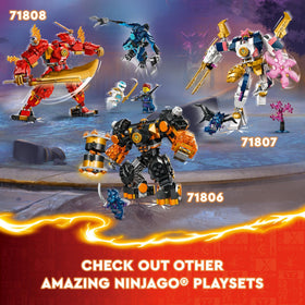 LEGO NINJAGO Sora’s Elemental Tech Mech assembled with Builder app guidance for easy building