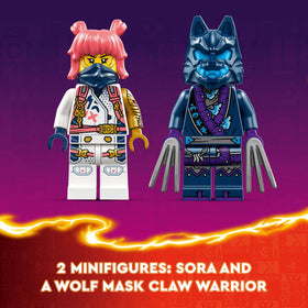 LEGO NINJAGO Sora’s Elemental Tech Mech with Sora minifigure and Wolf Warrior for story replays