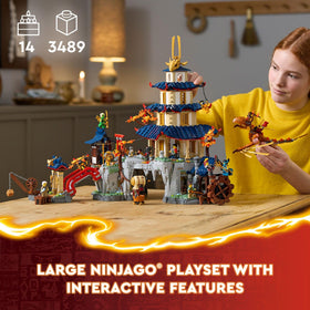 LEGO NINJAGO temple water mill mechanism powers platforms