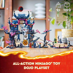 LEGO Ninjago Wolf Mask Shadow Dojo courtyard battle setup for imaginative ninja fights