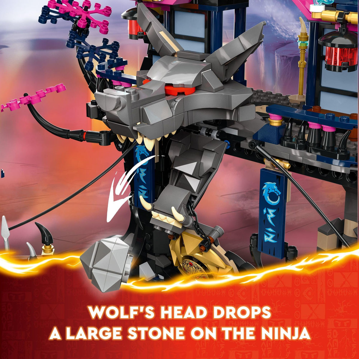LEGO Ninjago Wolf Mask Shadow Dojo wolf head stone drop feature
