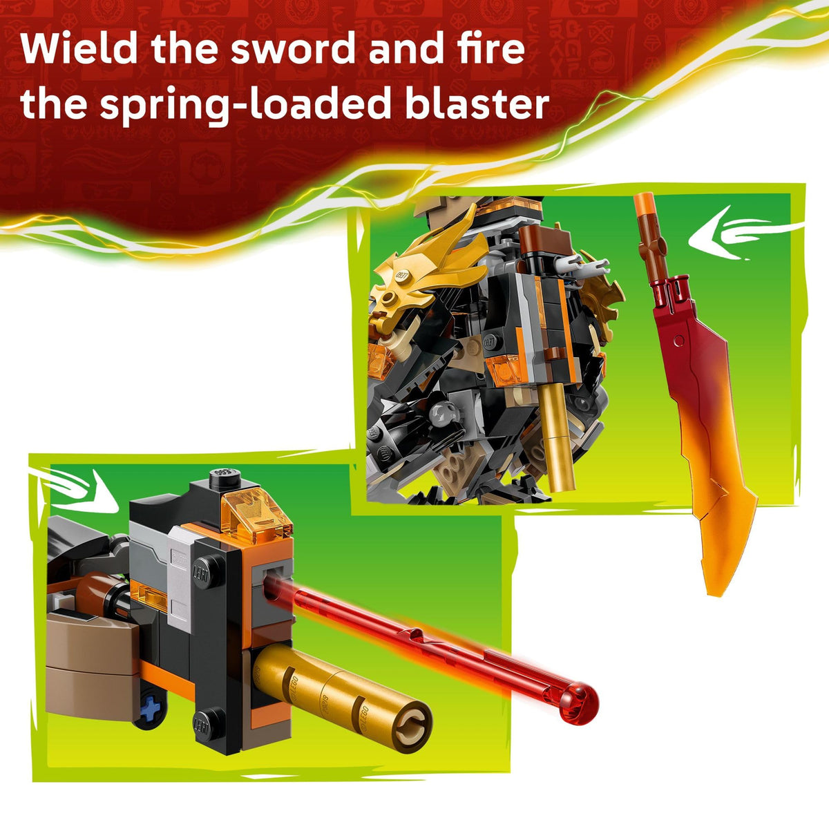 LEGO NINJAGO Zane Dragon Form sword for epic battles in imagination.