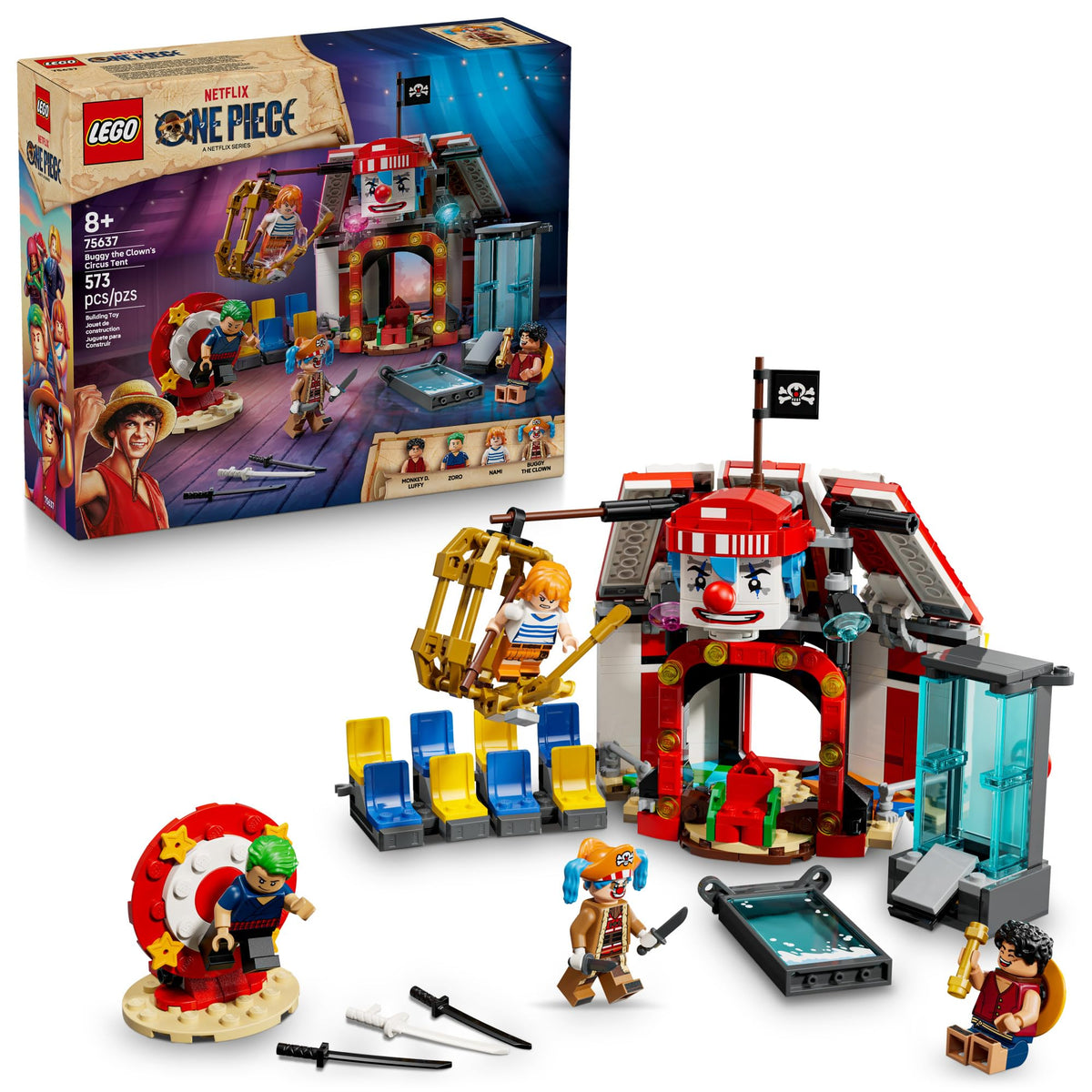 LEGO ONE PIECE Buggy Circus Tent image shows a buildable tent centerpiece for dramatic play