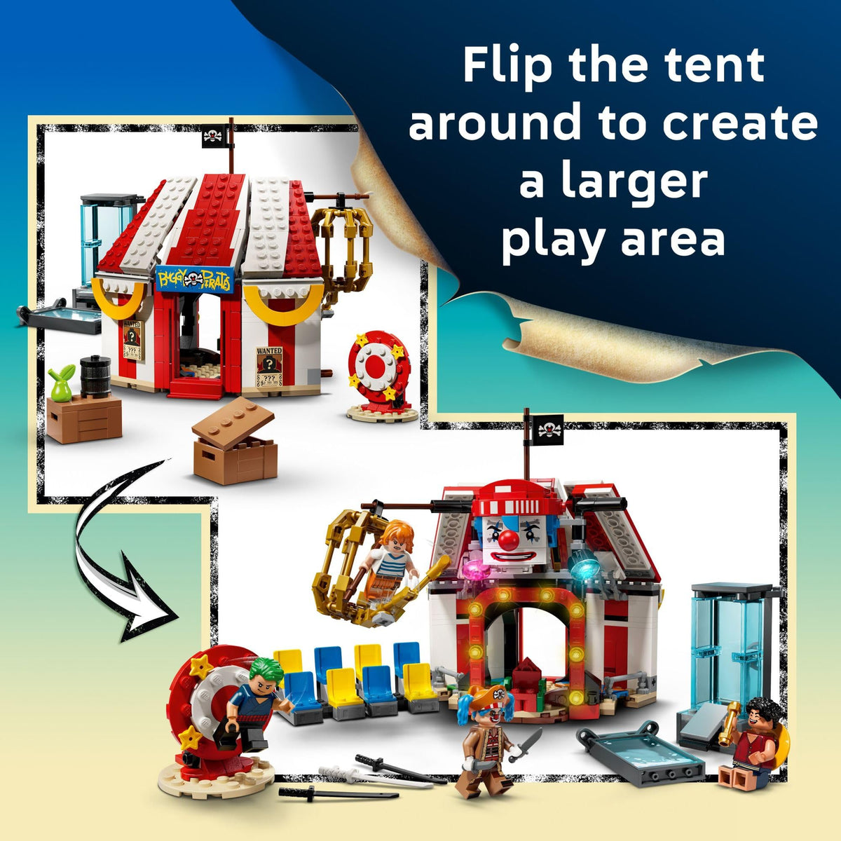 LEGO ONE PIECE water tank trap adds suspenseful escapes during pretend battles