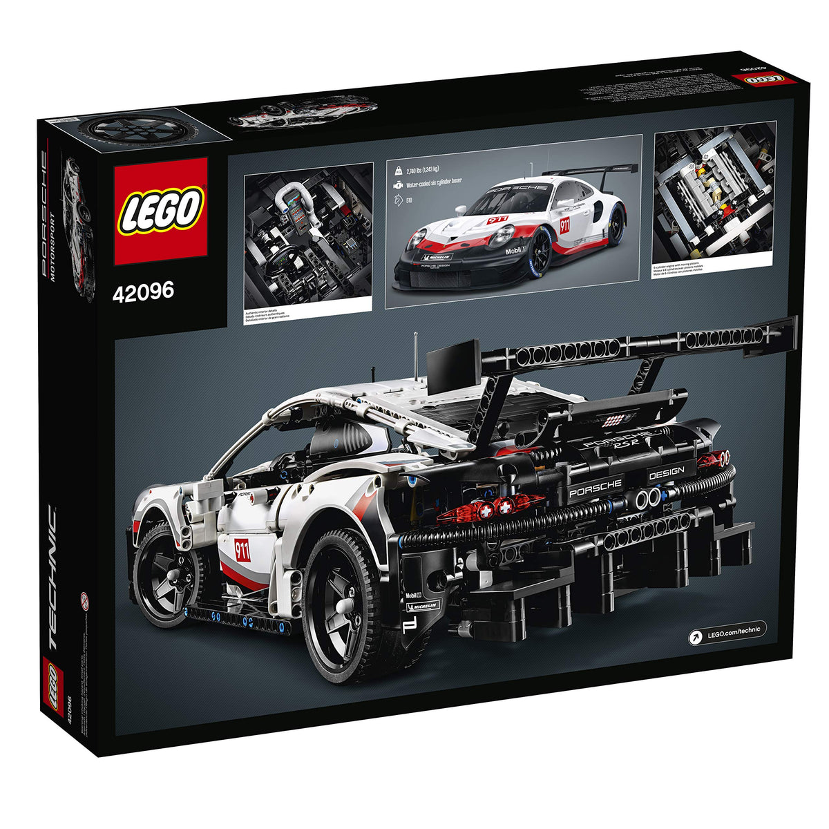 LEGO Porsche 911 RSR color scheme and lights add authentic visual accuracy