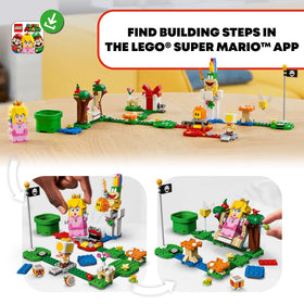 LEGO red fruit feeding Peach triggering reactions and coin rewards
