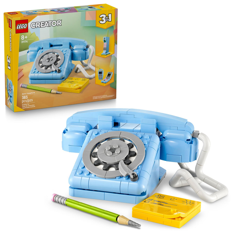 LEGO Retro Telephone rotary dial close-up for nostalgic play and display.