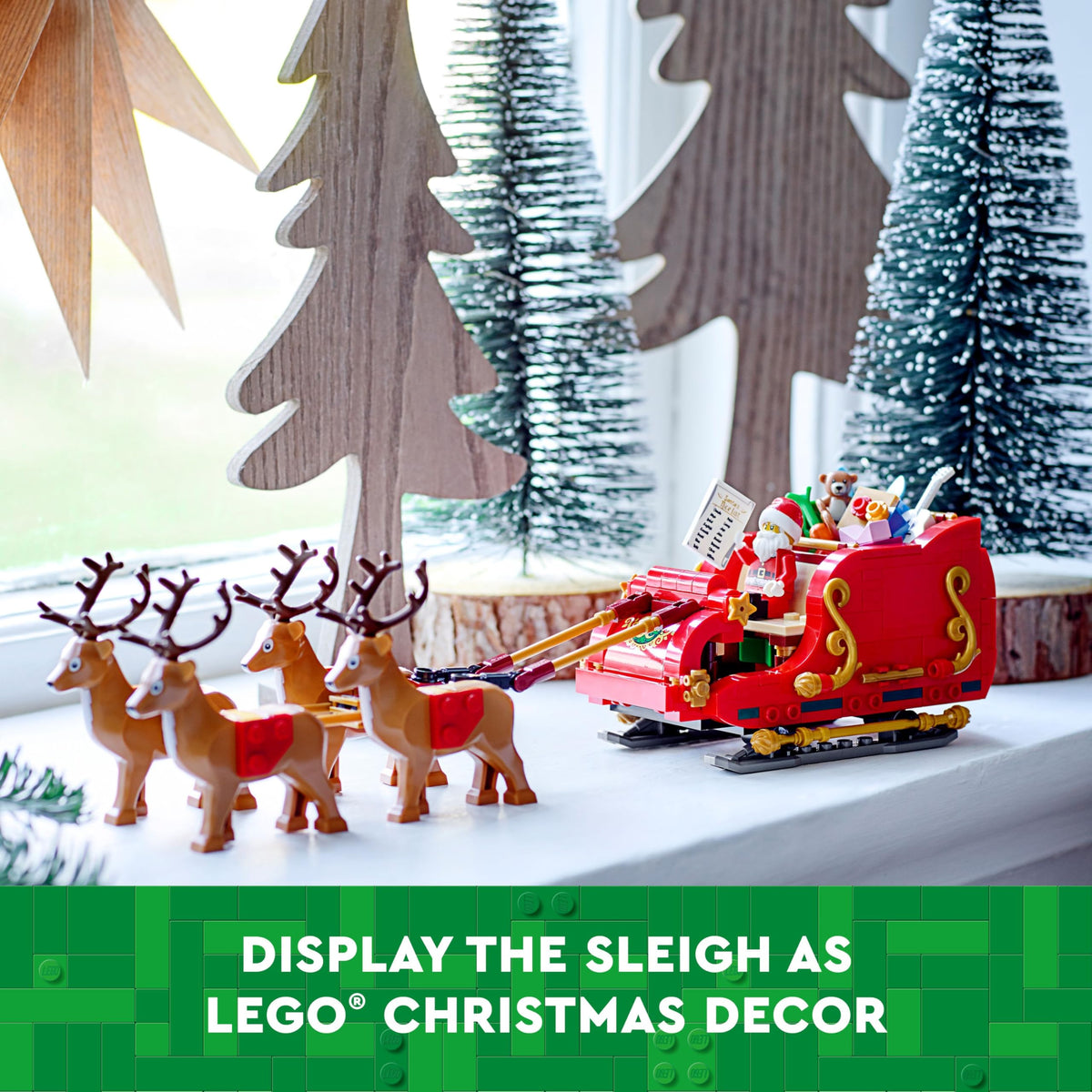 LEGO Santa's Sleigh teddy bear guitar and skis add play variety
