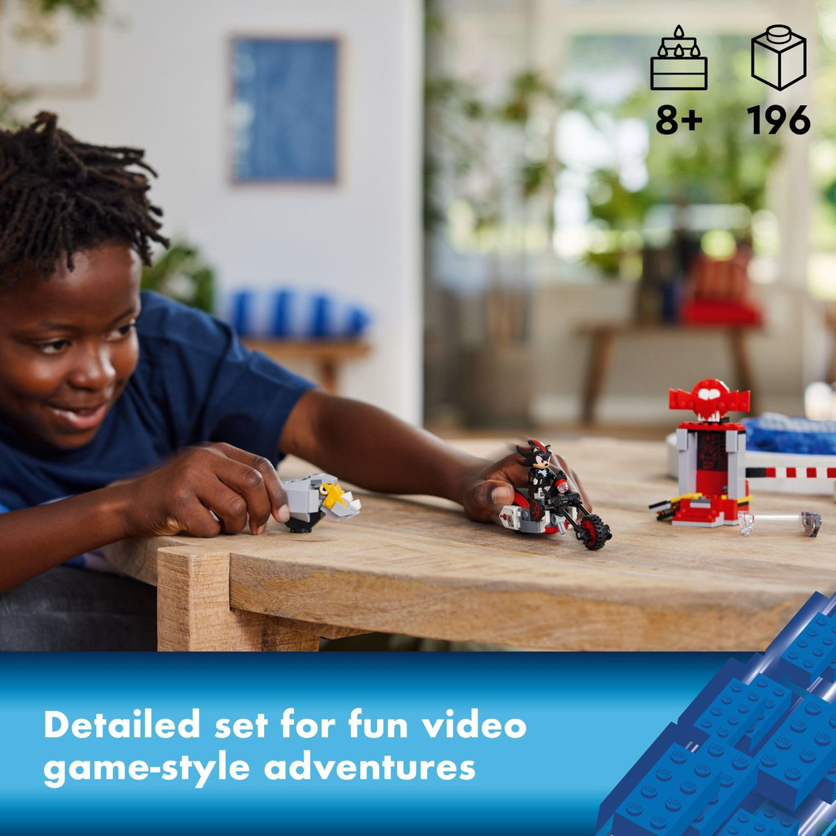 LEGO Shadow motorcycle action with a detailed buildable bike for fast play