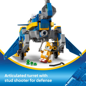LEGO Sonic Cyclone vs Metal Sonic turret and stud shooter in action.