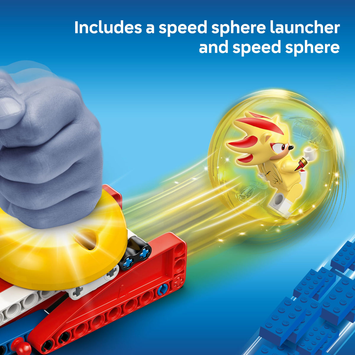 LEGO Sonic speed sphere launcher — dynamic launch-action moments.
