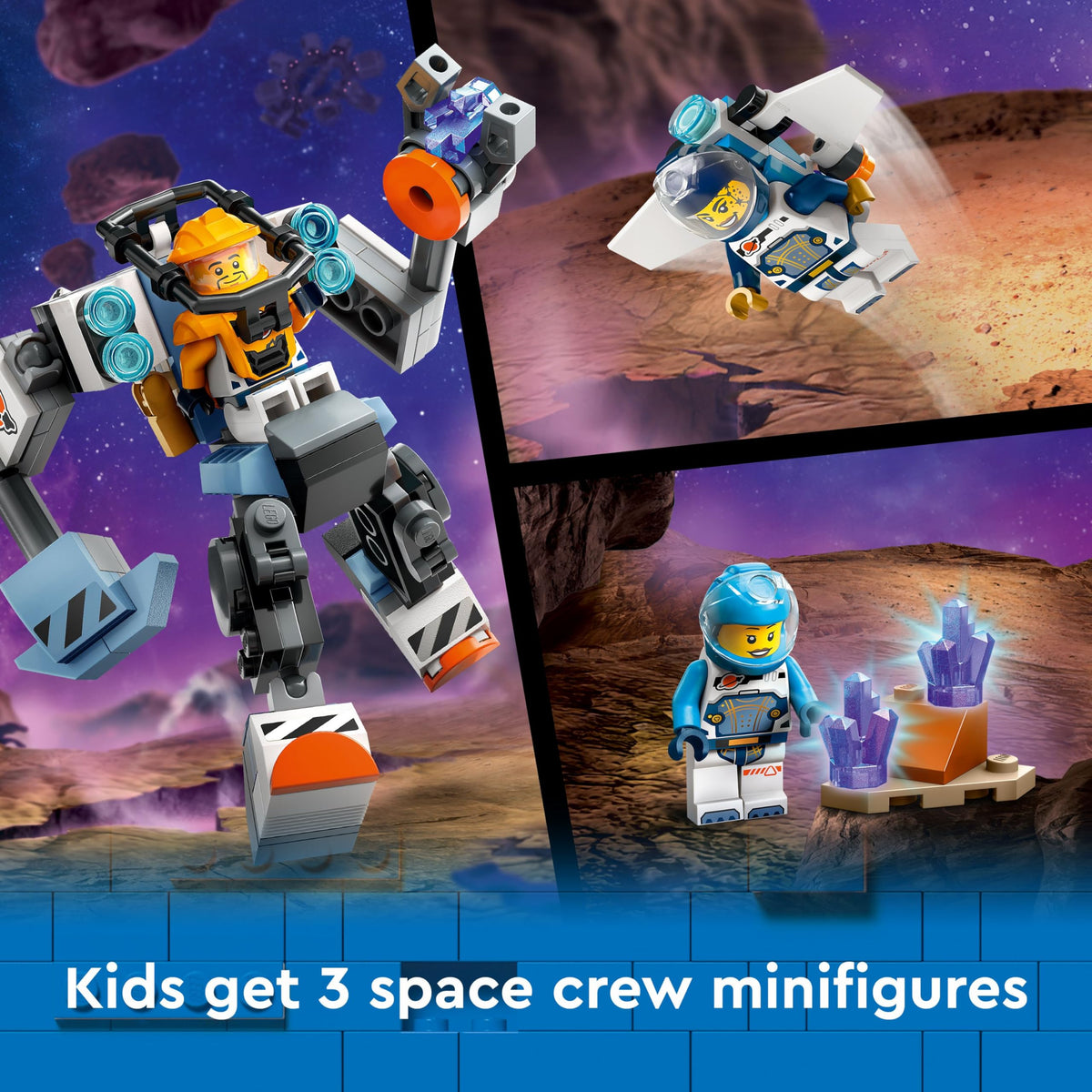 LEGO Space Explorers Pack hoverbike on rugged terrain supports dynamic adventures