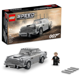 LEGO Speed Champions 007 Aston Martin DB5 front view highlights iconic silhouette for display
