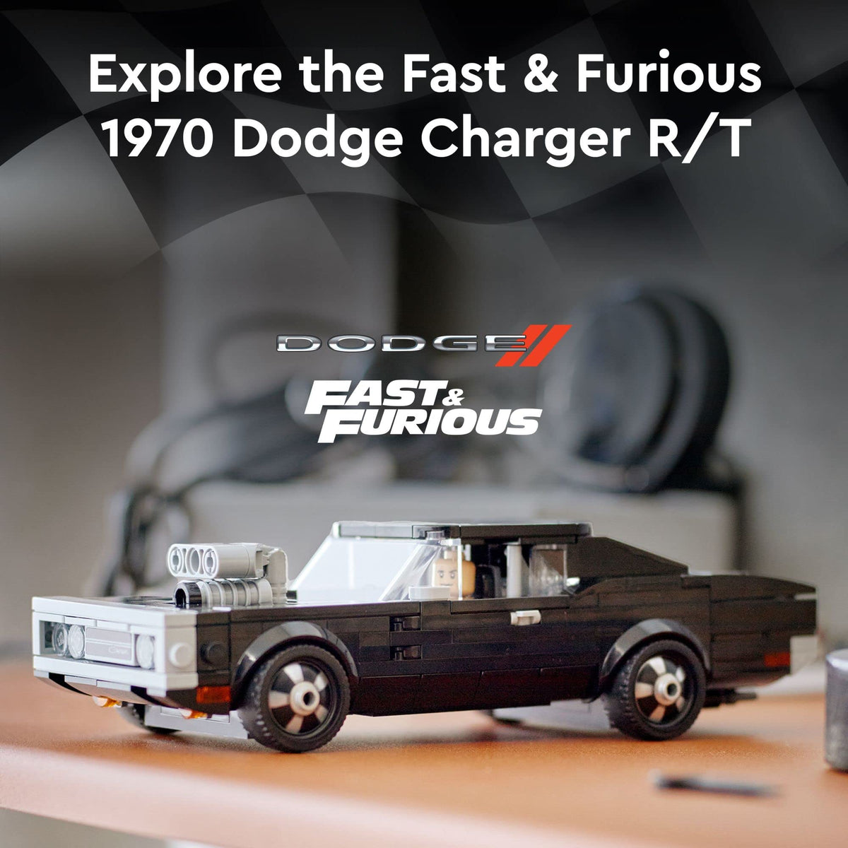 LEGO Speed Champions 1970 Dodge Charger R/T cockpit fits a minifigure for race action