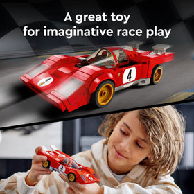 LEGO Speed Champions 1970 Ferrari 512 M minifigure included for immersive play.