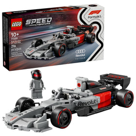 LEGO Speed Champions Audi Revolut F1 Team R26 front view showing cockpit access for immersive play