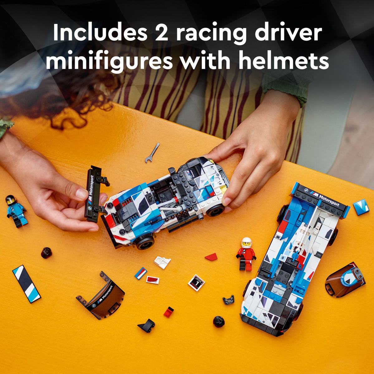 LEGO Speed Champions driver minifigures ready for race-day action.
