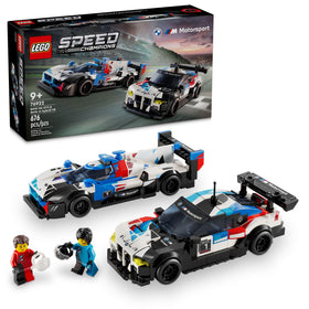 LEGO Speed Champions BMW M4 GT3 front view highlights authentic racing details for display.